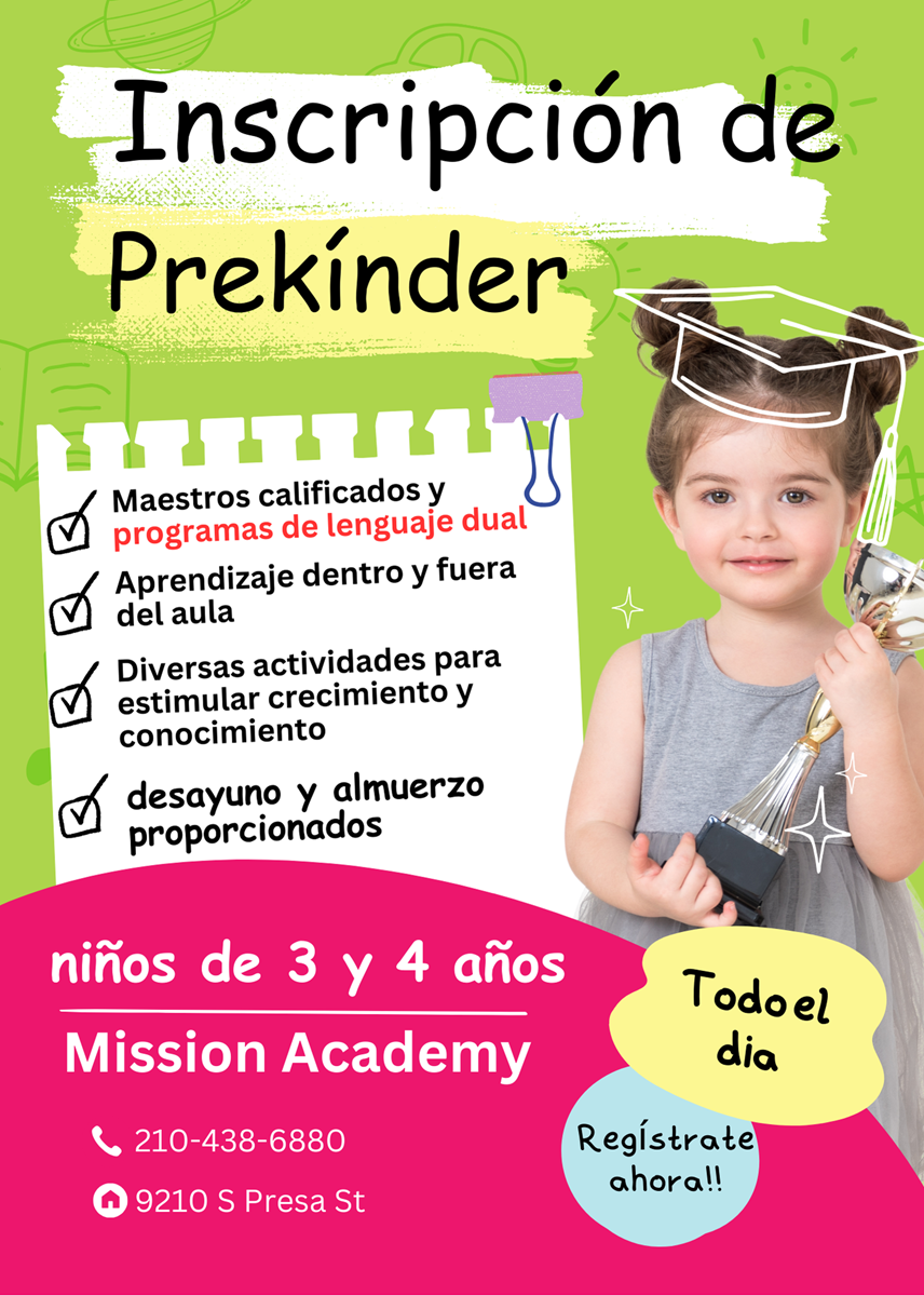 Inscripciôn de Prekînder niños de 3 a 4 años